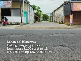 Dijual Tanah Nol Jalan Raya Balong Panggang
