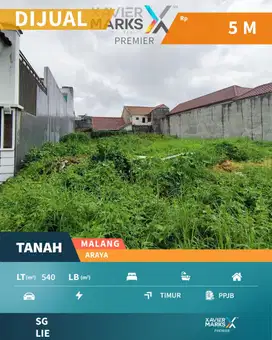 Dijual Tanah Strategis di Boulevard Araya dekat Plaza Araya Malang