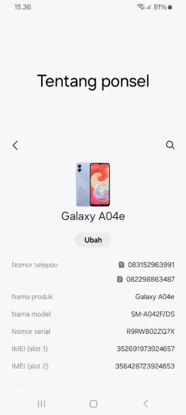 Samsung A04e Ram 3/64 batangan