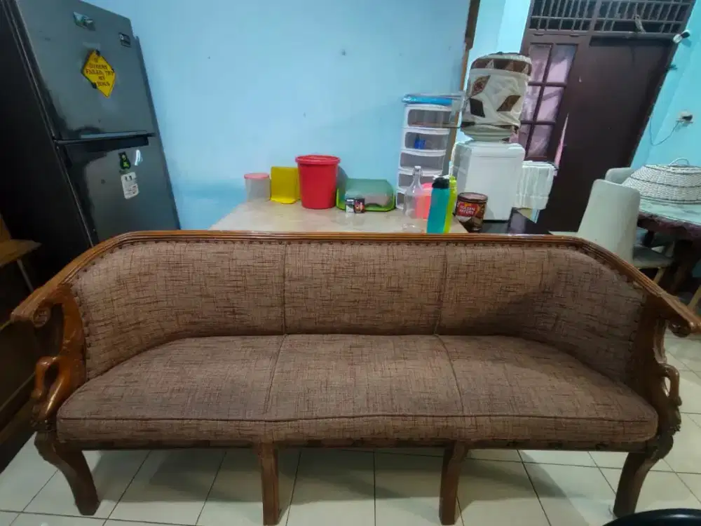 satu set kursi sofa ruang tamu kayu jati