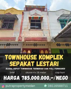 DIJUAL CEPAT TOWN HOUSE KOMPLEK SEPAKAT LESTARI jl BRIGJEND KATAMSO