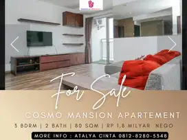 Dijual Apartement Cosmo Mansion 3BR Full Furnished View GI Mid Floor