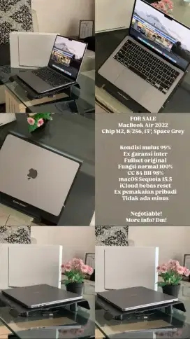 FOR SALE MACBOOK AIR 2022 CHIP M2 8/256 CORE I3 SPACE GRAY