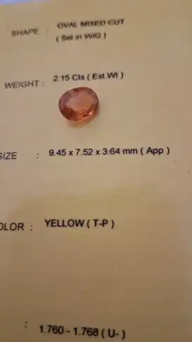 Murah batu yellow safir warna bagus yakuld 2.15crat up