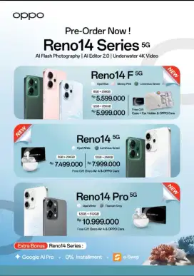 OPPO RENO 14 5G HP KAMERA TERBAIK DARI IPHONE DAN BANYAK HADIAH NYA