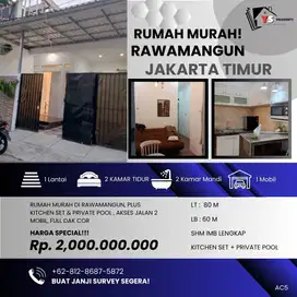 RAWAMANGUN RUMAH MURAH MUNGIL BAGUS AKSES 2 MOBIL + KOLAM RENANG AC5