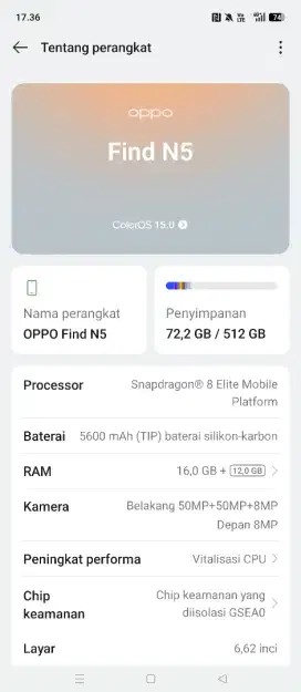 Jual cepat Oppo Find N5