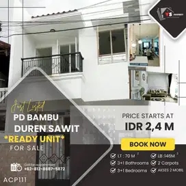 PD BAMBU RUMAH BARU MINIMALIS 3 LT AKSES 2 MOBIL BEBAS BANJIR ACP111