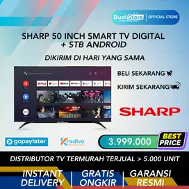 PAKET LENGKAP SHARP 50 INCH SMART TV DIGITAL + STB ANDROID