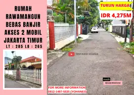 Rumah Rawamangun Bebas Banjir Akses 2 Mobil Jakarta Timur