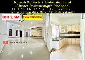 Rumah 9x14mtr 2 lantai Cluster Rawamangun Pisangan siap huni