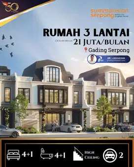 Dijual Rumah 3 Lantai di The Springs Summarecon Serpong