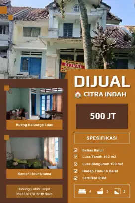 Dijual Rumah 2 lantai Citra Indah Cibubut Jonggol 500 jt