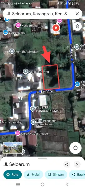 DIJUAL TANAH HOOK DI JALAN SELOARUM, TELUK ( SEBELAH PERUMNAS TELUK )