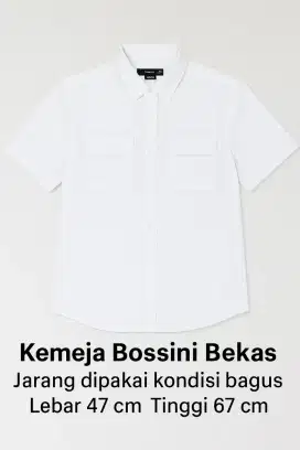Dijual Kemeja Pria Putih Bossini Tangan Pendek Preloved Size M