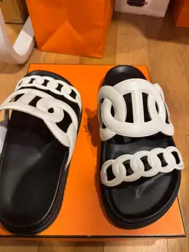 Hermes sandals white