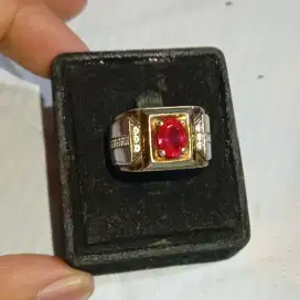 Merah Siam Mirah Ruby rose ring perak handmade