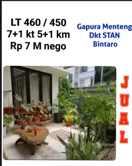 Jual rumah mewah tanah luas gapura Menteng Bintaro dkt STAN