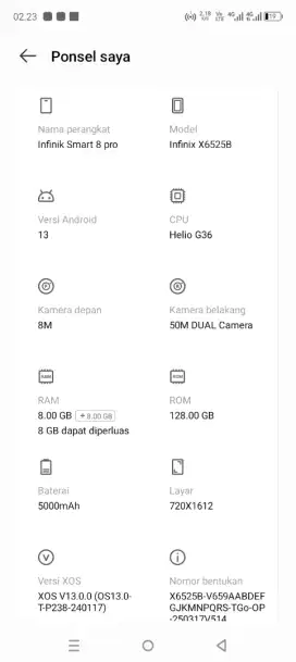 Di Jual Hp Infinik Smart 8 pro