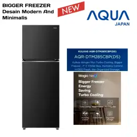 AQUA Japan Kulkas 2 Pintu INVERTER 225L DTM285 Magic Neo BIG FREEZER