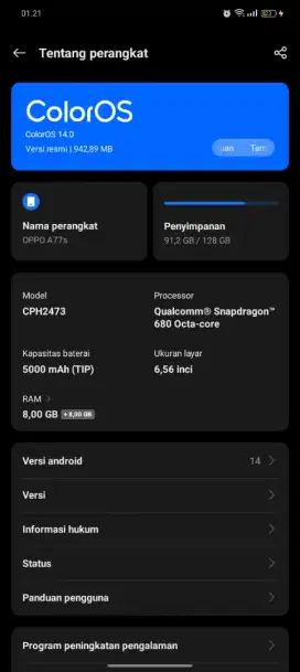 Mahar atau TT aja Oppo A77s