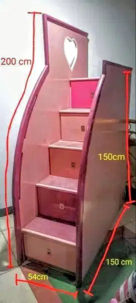 Laci Lemari Tangga Kayu 150x150x54 Bekas