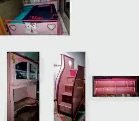 Dipan Kasur 180 cm, Meja Belajar, Laci SET Hello Kitty