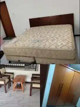 Kasur king koil dipan 200+4 kursi+meja+2 lemari pakaian