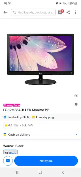 LED MONITOR LG  19M38A-B LIKE NEW. 19 inch