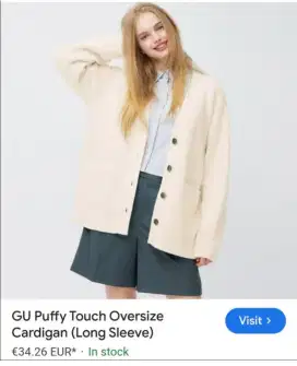 BNWT (BRAND NEW WITH TAG)! GU PUFFY TOUCH OVERSIZED CARDIGAN