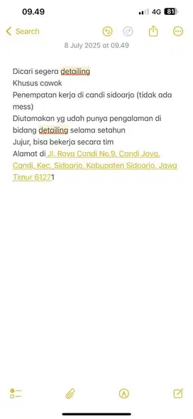 Dicari segera detailing