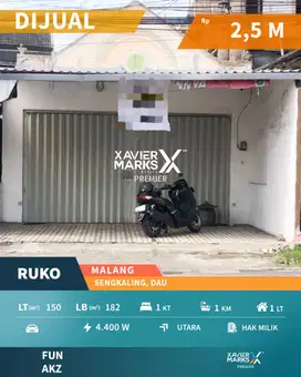 Dijual Cepat Ruko di Sengkaling Dekat Kampus III UMM Dau Malang