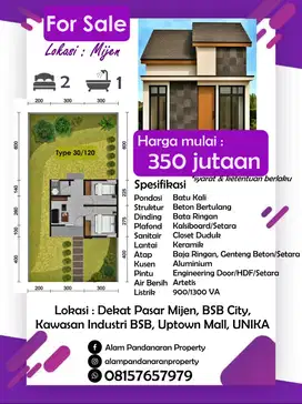 Dijual Cepat Rumah 1LT di Mijen Dekat BSB City