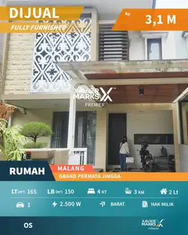 Dijual Rumah Furnish 2 Lantai Minimalis di Grand Permata Jingga Malang