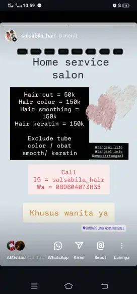 Jasa home service khusus wanita