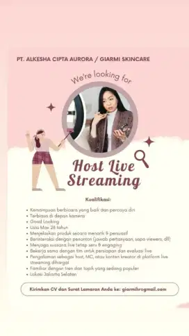 Urgently need host live 4 jam perhari