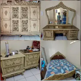 Jual 1 set Lemari Dipan Nakas Meja Rias Bekas Jadul Bagus