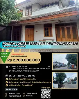 Dijual Rumah Jalan Raya Nusa Indah Duren Sawit