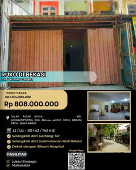 Dijual Ruko Jalan Fajar Niaga Jaka Sampurna Bekasi