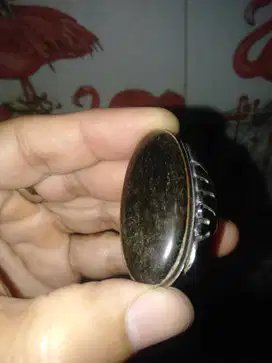 Cincin Batu Bulu Monyet Emas, Jumbo, Antik!
