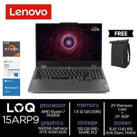 Lenovo LOQ 15ARP9 Ryzen 7 7435HS 12GB 512GB RTX 4050 6GB W11 OHS
