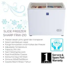 Dijual slide freezer Sharp FRW 210