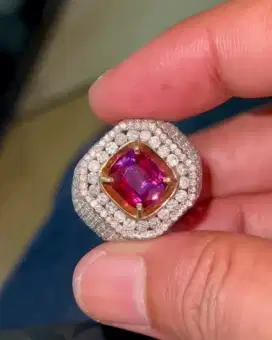 Permata Fancy Sapphire Ring Emas Berlian