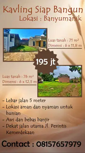 Dijual BU Kavling Siap Bangun di Banyumanik