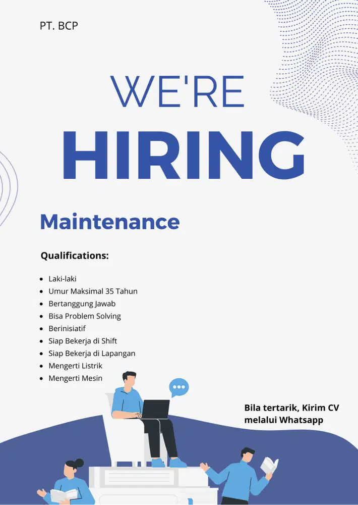 Staff Maintenance PT. BCP. Jln. Kasir, Tangerang Kota