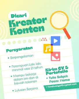 Dicari conten creator profesional