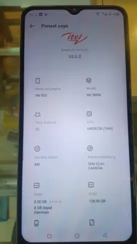Itel s23 batangan 8/128