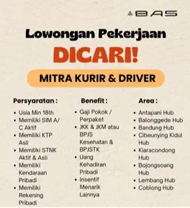 LOWONGAN KURIR RIDER DAN DRIVER EXPEDISI