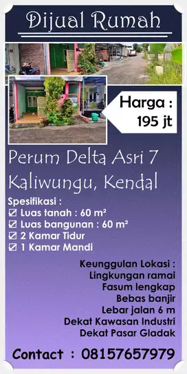 Jual Cepat BU Rumah 1LT Perum Delta Asri 7