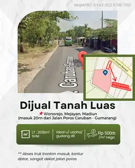 Tanah Luas di Jalan Raya Caruban - Gemarang Madiun